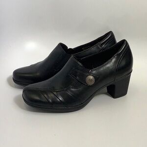 Earth Origins Black Leather Heeled Slip On Comfort Shoe Size 9.5 Marla 3